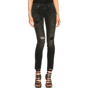 R13 black shredded Alison crop jeans